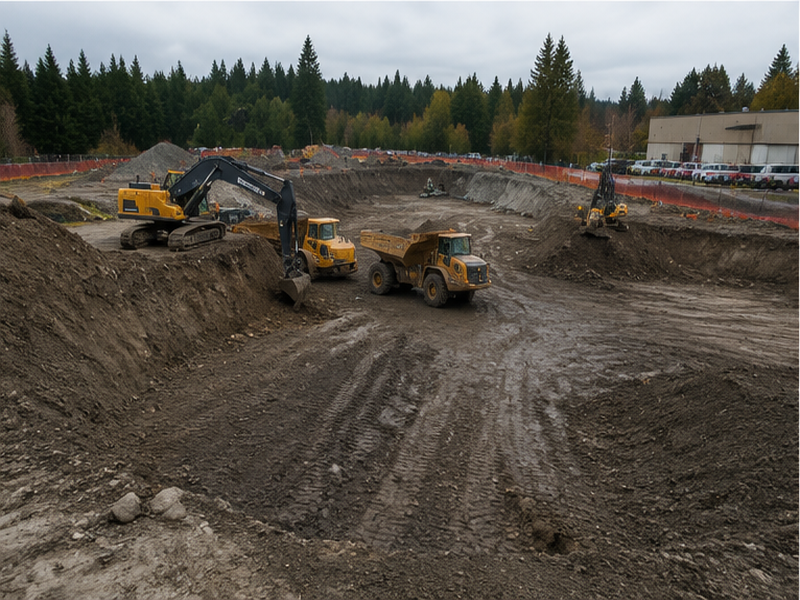 Commercial Land Clearing & Site Prep in Federal Way — Backfill progress