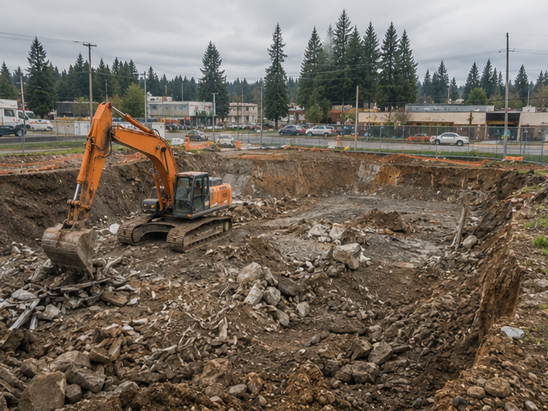 Demolition & Soil Removal in Federal Way — Trench open