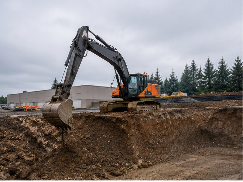 Commercial Stormwater Drainage in Federal Way — Equipment at work