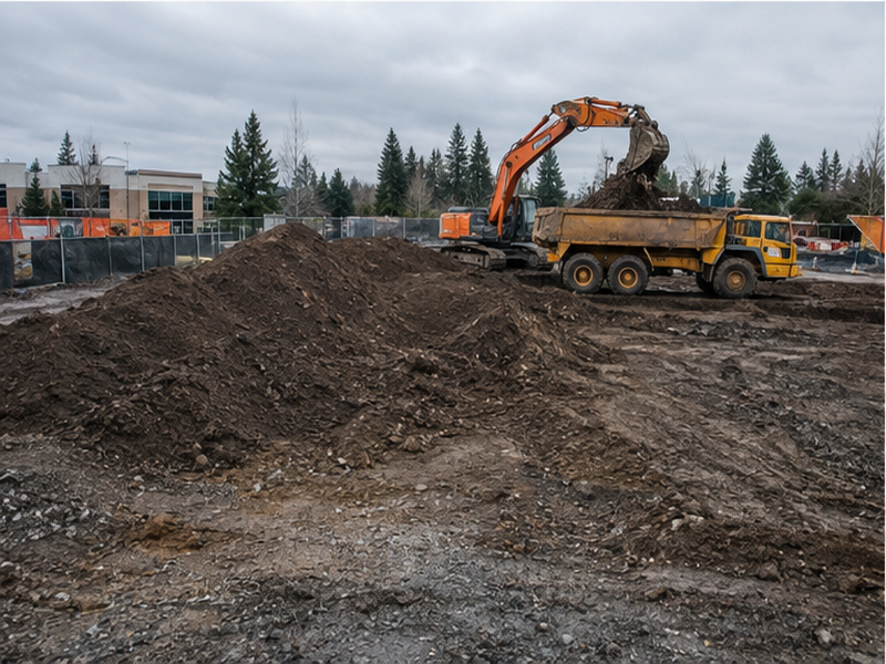 Commercial Stormwater Drainage in Federal Way — Backfill progress