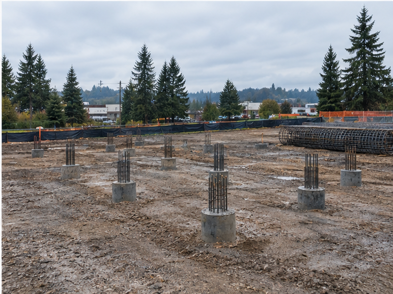 Commercial Auger Cast Piles in Washington & Oregon — Finished grade