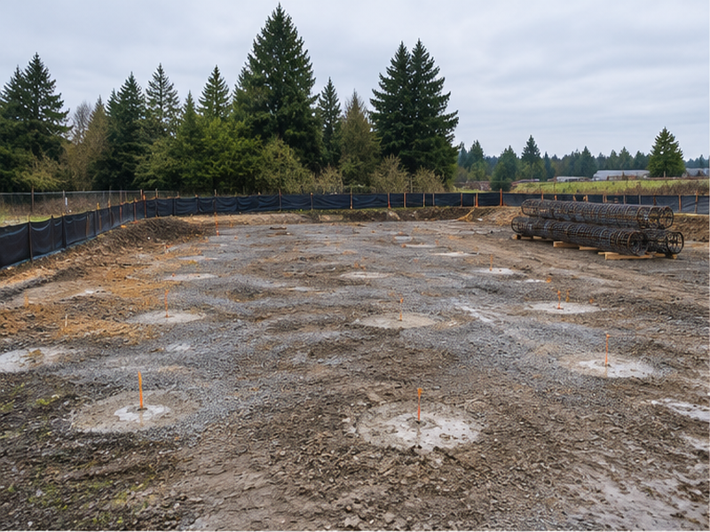 Commercial Auger Cast Piles in Washington & Oregon — Trench open
