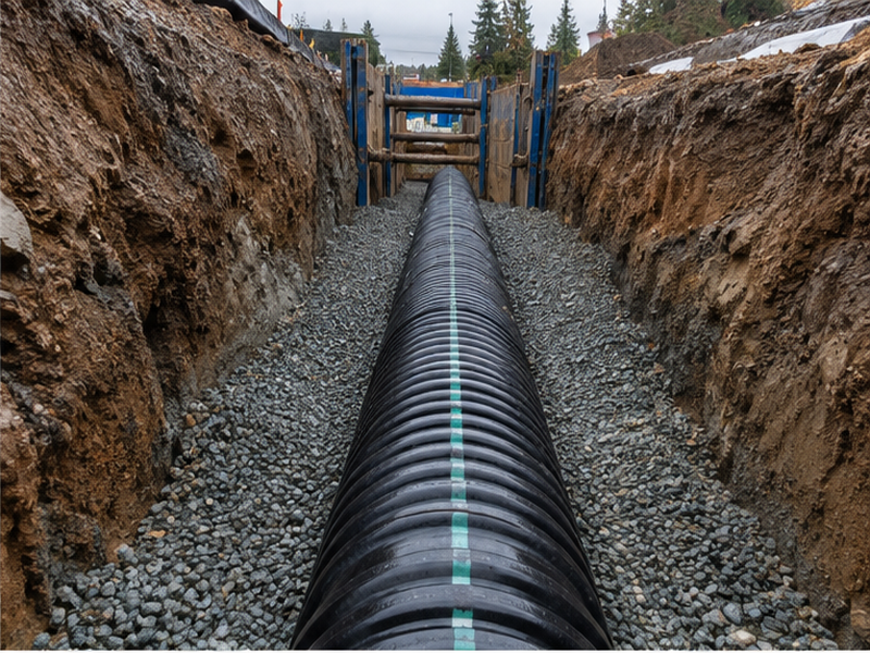 Commercial Stormwater Drainage in Federal Way — Cut face detail