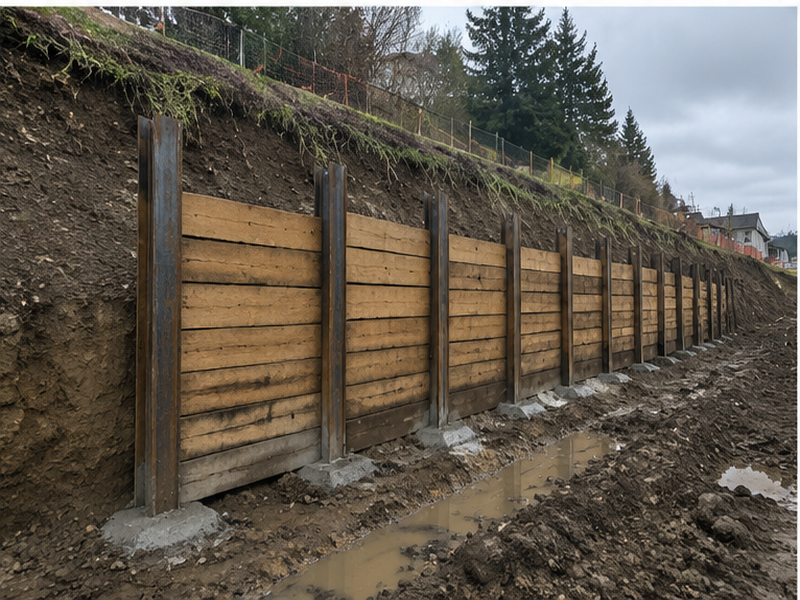 Soldier Pile Wall Installation — Compaction & subgrade