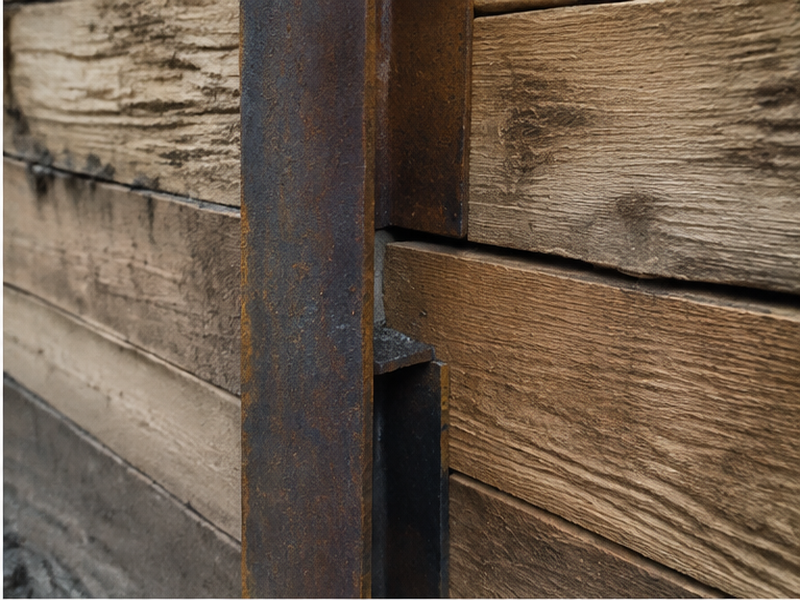 Soldier Pile Wall Installation — Cut face detail
