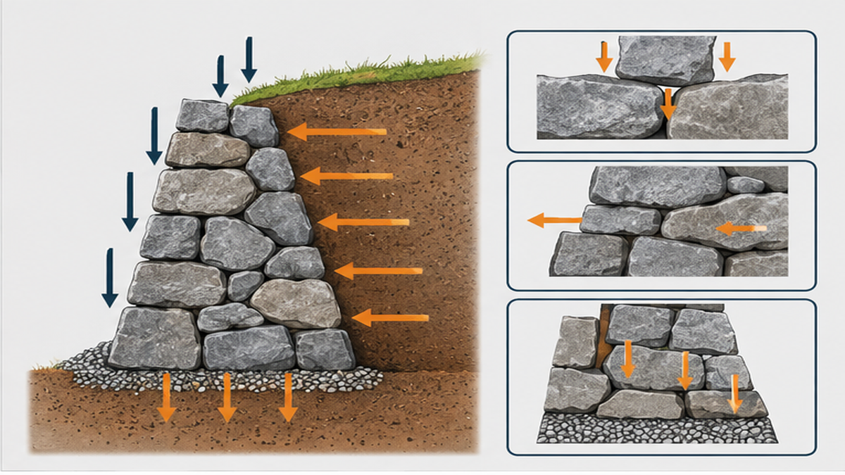 How Gravity-Based Retaining Structures Work — dry stone wall construction
